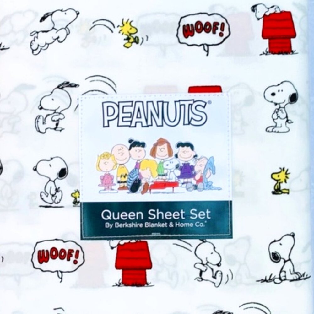 Peanuts Snoopy Woodstock Red Dog House QUEEN Size Sheet Set ACTIVE SNOOPY